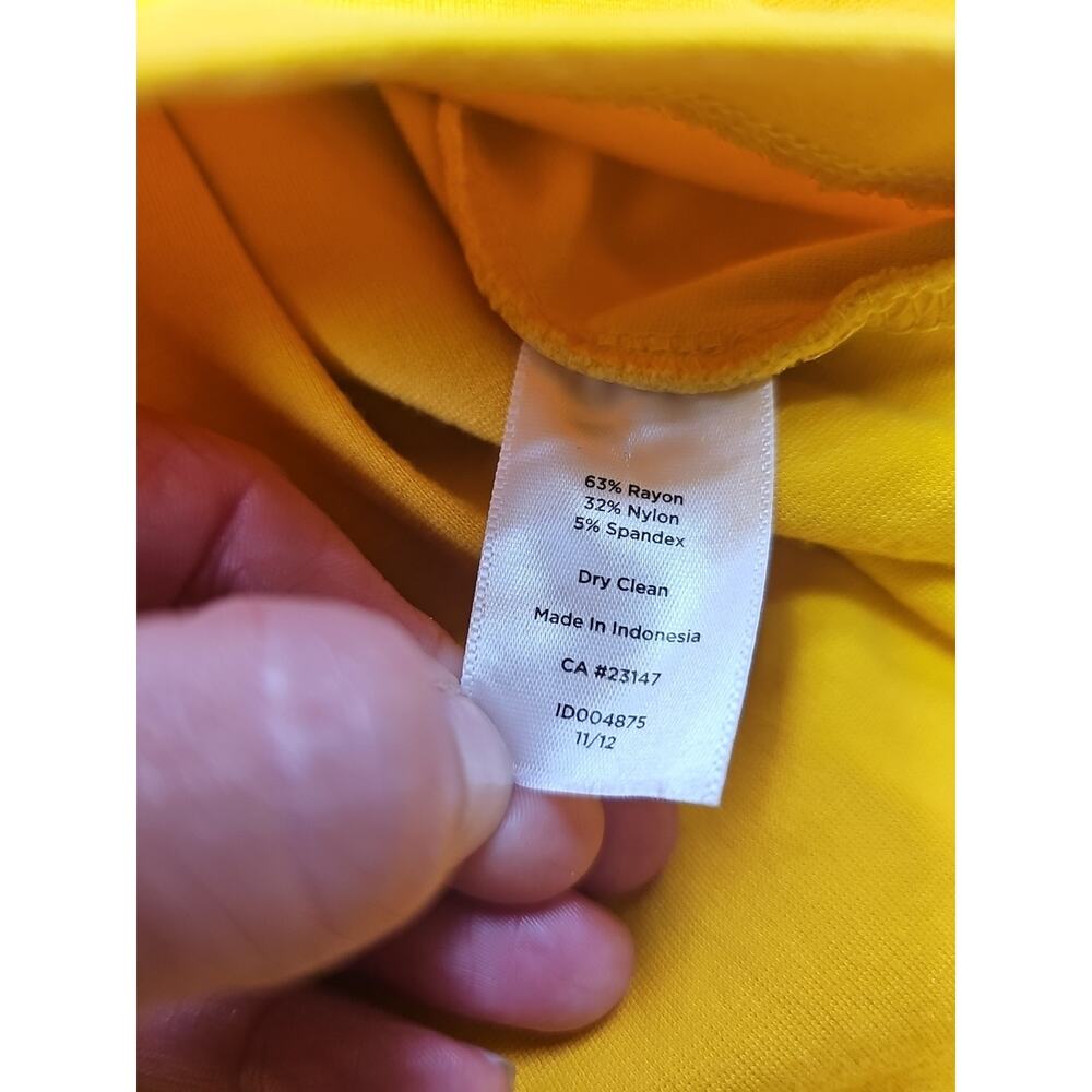 Talbots Dress Womens 16 Petite Yellow Short Sleeve Vcut Neckline - Picture 5 of 9